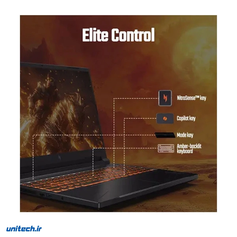 لپ تاپ 16 اینچی ایسر مدل Nitro V 16 ANV1671760Qi7 14650HX16GB DDR5 5600MHz512GB SSDRTX4050FHD 165Hz8